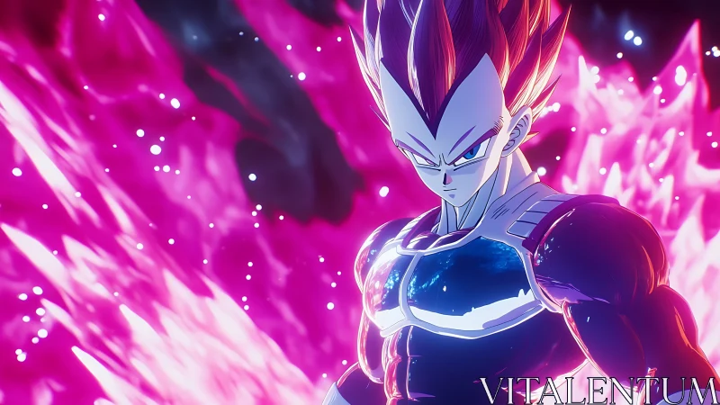 Energy-encased anime fighter with magenta aura effect.