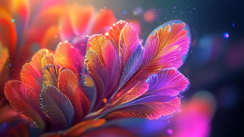 Iridescent fractal petals unfold in luminous cosmic bloom.