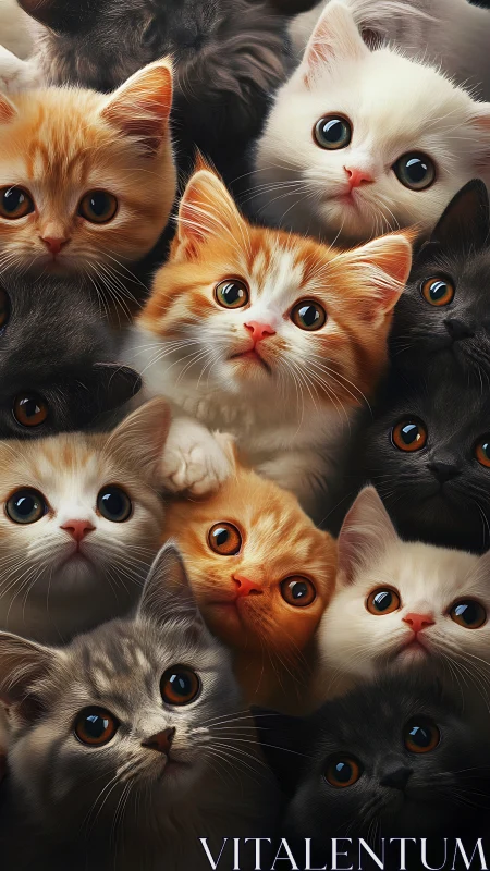 Adorable Kitten Faces Fill This Heartwarming Composition.