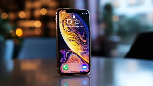 iPhone XS Max Liquid Marble Display with Ambient Urban Bokeh.