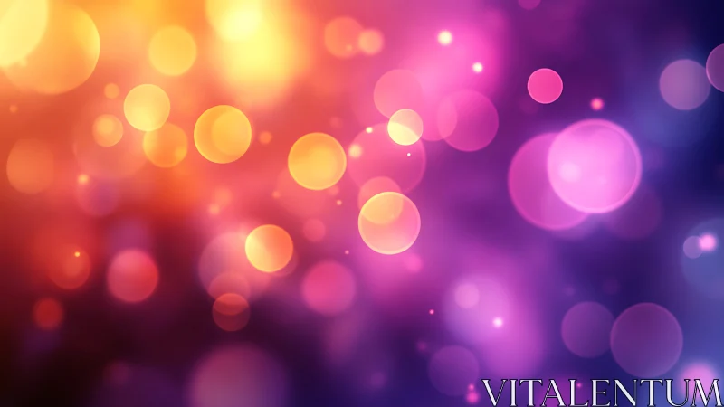Glowing bokeh lights in warm pink, purple, and gold hues.