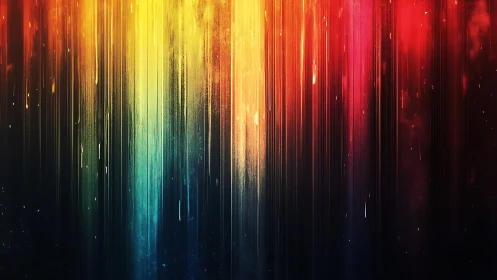 Vertical Rainbow Light Streaks in Abstract Digital Art Style.