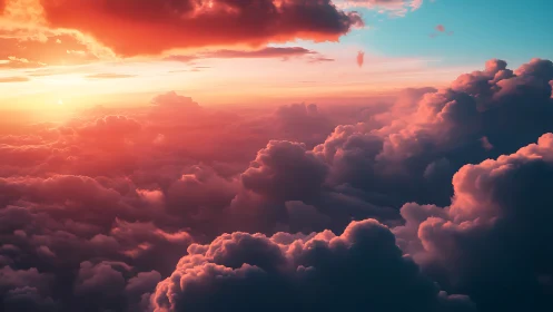 Sunlit cumulonimbus vista with warm cinematic color grading.