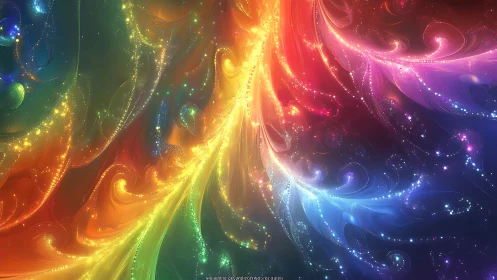 Prismatic fractal nebula with luminous flowing energy waves.