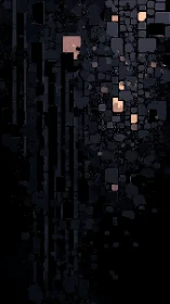 Soft copper lights drift through a dark geometric nightfall