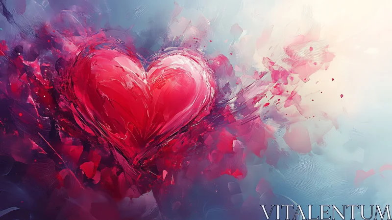 Abstract heart form with dispersed particulate elements.