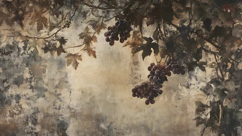 Twilight vineyard whispers over weathered vineyard wall.