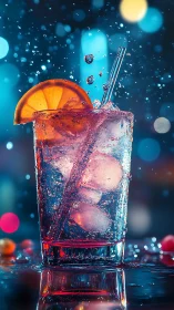 Luminous Cocktail with Orange Citrus Garnish.