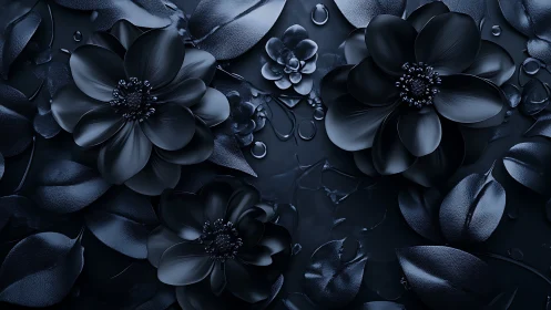 Layered monochromatic floral composition with gradient lighting and textural surface treatment.