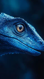 Electric blue reptile profile captures intense golden gaze.