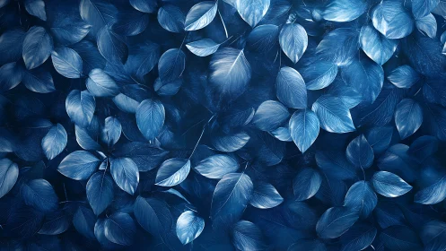 Moonlit sapphire leaves drift like quiet waves of light