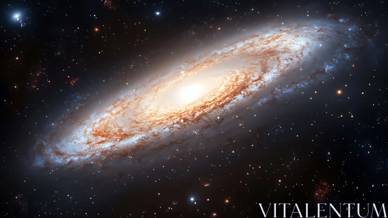 Spiral galaxy with bright core in deep star field space.