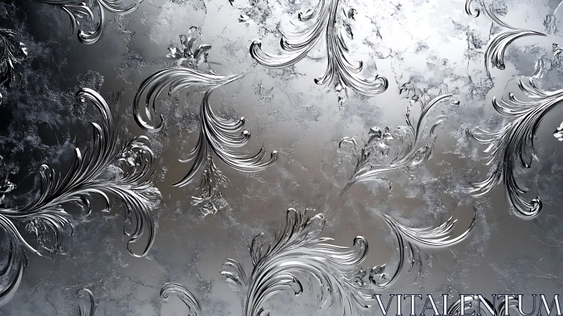 Ornate metallic scrolls form embossed baroque surface pattern