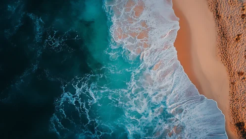 Soft turquoise breakers kissing a quiet sunrise shore.