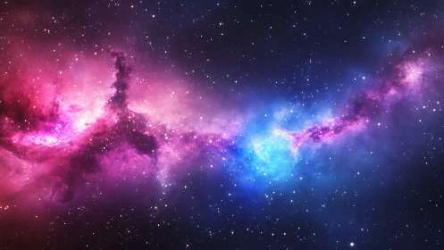 Nebula river of pink starlight winding through deep space.