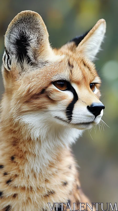 Wild serval portrait with sharp focus and golden bokeh.