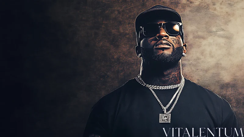 Confident streetwear style with bold chains and cool shades.