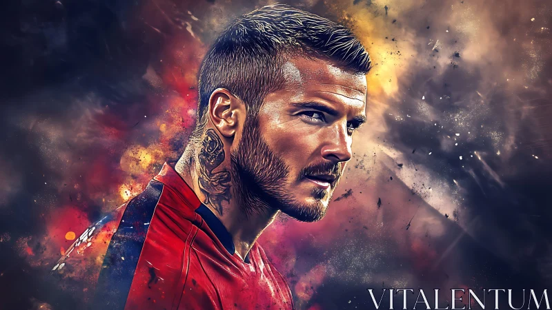 Digital portrait of male athlete in red sportswear