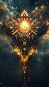 Celestial fire mandala unfolds like a radiant cosmic bloom
