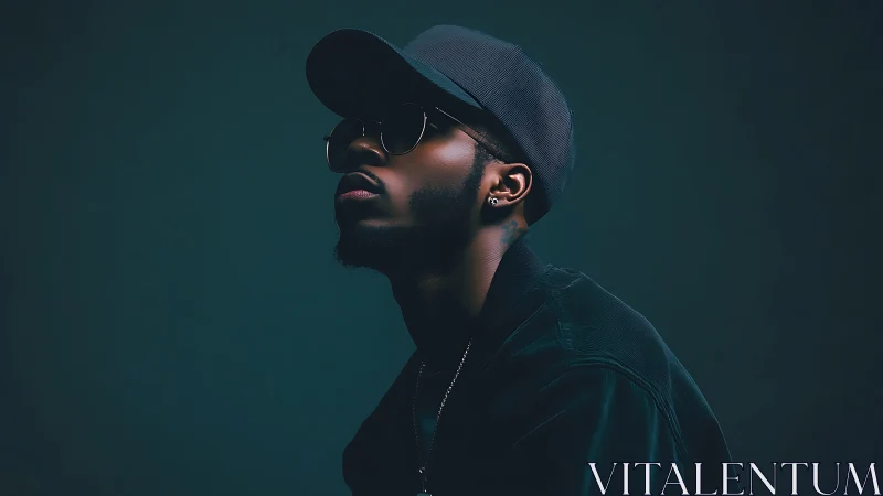 Side profile portrait of man in dark streetwear attire.