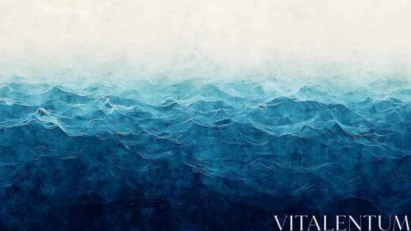 Oceanic gradient waves rendered in layered abstract brushwork