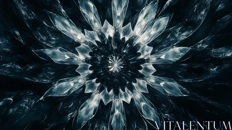 Radial crystal flower pattern with sharp glasslike petals.