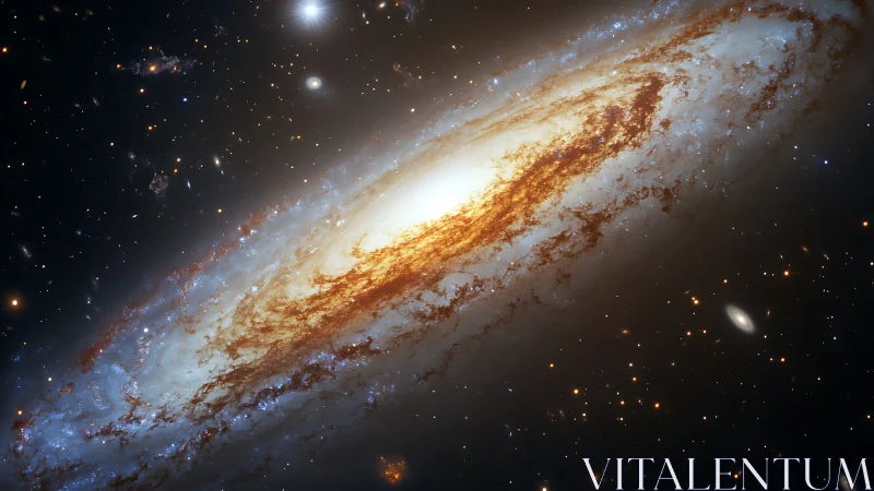 Spiraling starlit galaxy wrapped in gentle golden light.