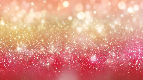 Glitter tides shimmer upward through rosy golden bokeh