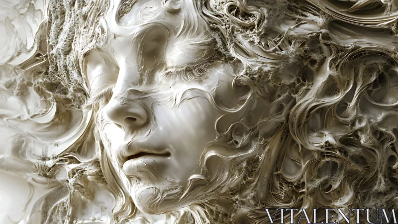 Silken dreamer rests within swirling sculpted waves of light