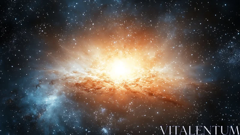 Cosmic nebula explosion with radiant orange stellar core.