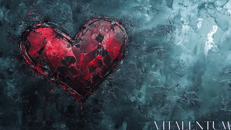 Glowing Heart Against Textured Darkness.