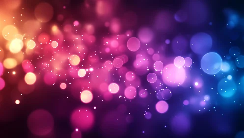 Colorful Abstract Bokeh Lights on Dark Background, Digital Art.