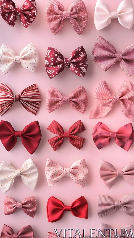 Playful pink and red bows arranged in a sweet pattern.