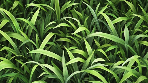 Lush green blades of grass create a soothing, vibrant scene