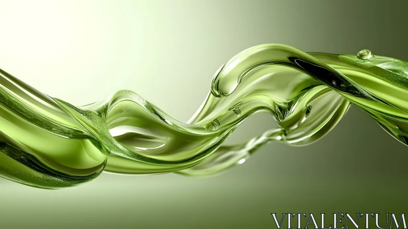 Abstract green liquid waves in modern digital art style.