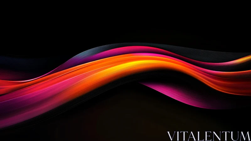 Luminous ribbon waves in flowing neon spectrum on black.