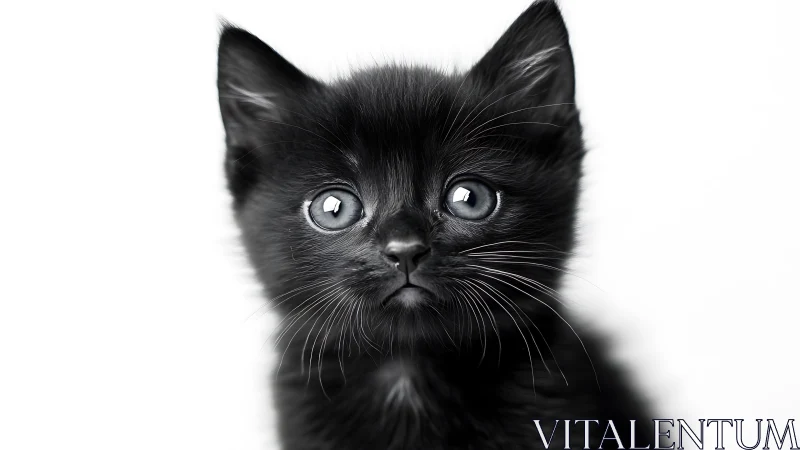 Black Cat with Piercing Eyes Gazes Intensely Forward