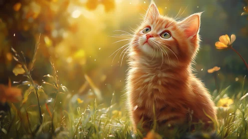 Curious Ginger Kitten Discovering the Magical Garden Moments