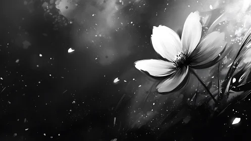 Luminous Petals Dance Through Darkness With Ethereal Grace