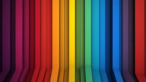 Geometric chromatic wall with folded vertical planes in 3D space.