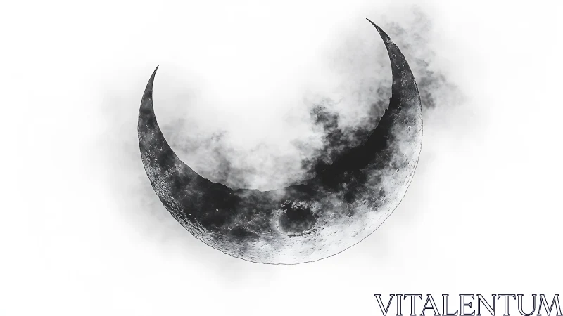Smoketide crescent moon carved from drifting eclipse fog.