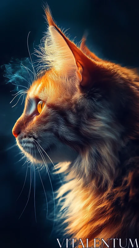 Feline Portrait with Backlighting and Warm Color Gradients
