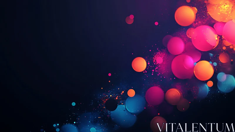 Multicolored circular forms on dark gradient background.