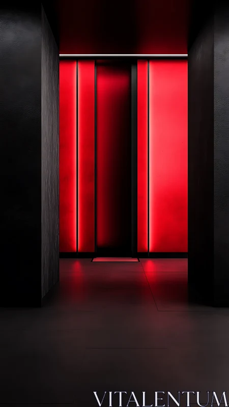 Crimson corridor hums softly like a minimalist sci‑fi portal