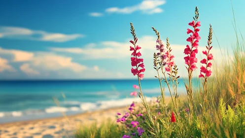 Coastal Wildflowers Under Summer Skies