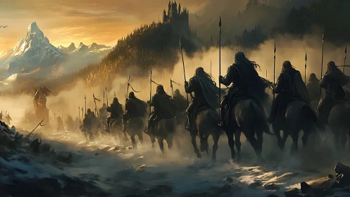 Dawnride of the Shadow Lancers toward the Mistbound Keep.