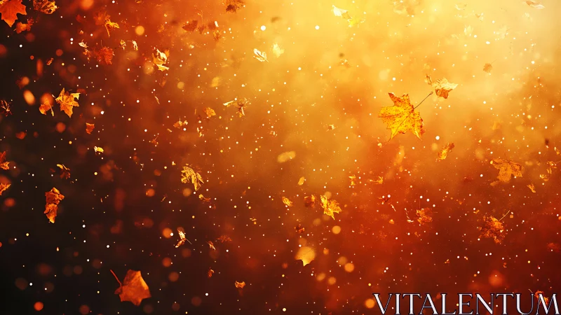 Dancing Autumn Leaves in Golden Luminescence.