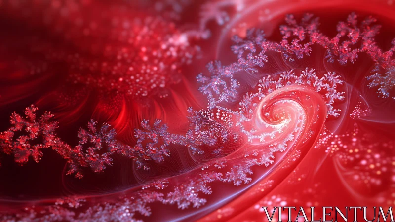 Red spiral fractal field with luminous recursive branching structures.