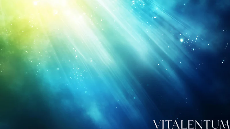 Abstract sunlight beams through water in vibrant blue and yellow style.