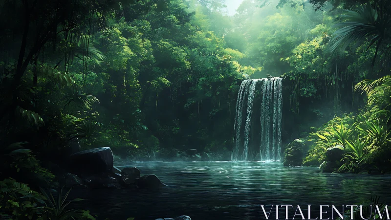 Turquoise Cascade Beckons Through Emerald Cathedral